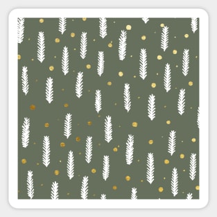 Christmas branches and dots - olive and gold Sticker